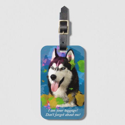 Speciaal ontwerp "Cute Husky". Bagagelabel (Voorkant (verticaal))