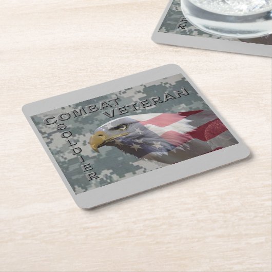 Speciaal ontwerp "Gevecht veteraan met adelaar & U Kartonnen Onderzetters (Schuin)
