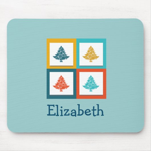 Speciaal ontwerp met vier kerstbomen voor de retro muismat (Voorkant)