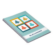 Speciaal ontwerp met vier kerstbomen voor de retro notitieboek (Rechterzijde)