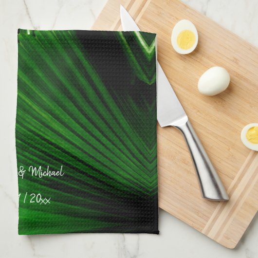 Speciaal ontwerp van Abstract Oerwoud met lederen Theedoek (Quarter Fold)