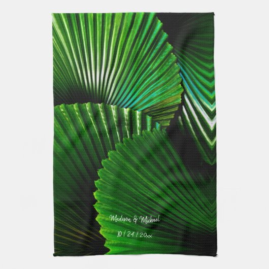 Speciaal ontwerp van Abstract Oerwoud met lederen Theedoek (Verticaal)