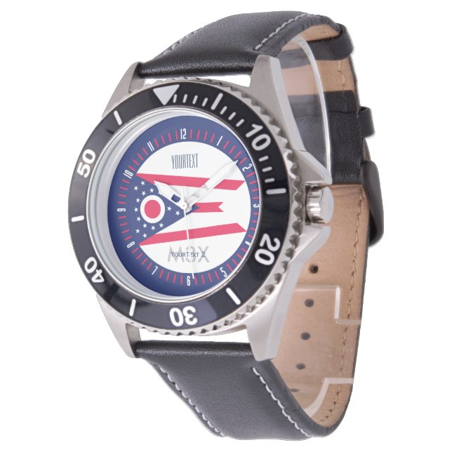 Speciaal ontwerp van de vlag van Monogram Ohio Sta Horloge (Gekanteld)