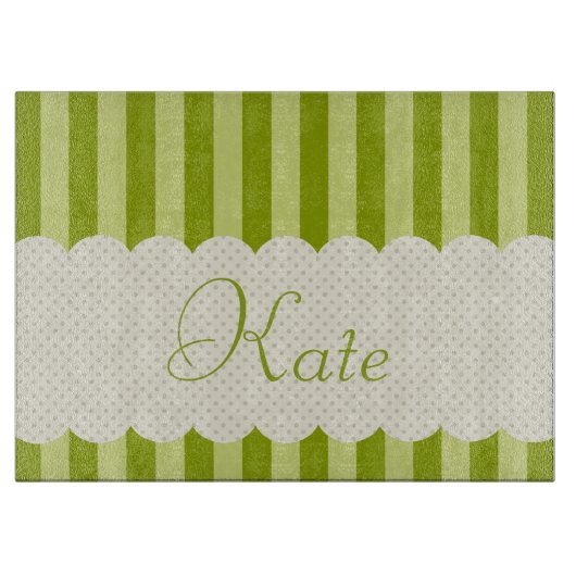 Speciaal ontwerp van groene stripes Polka Dots Snijplank (Voorkant)