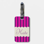 Speciaal ontwerp van Paarse roze stripes pooldots Bagagelabel (Achterkant verticaal)