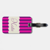 Speciaal ontwerp van Paarse roze stripes pooldots Bagagelabel (Achterkant horizontaal)