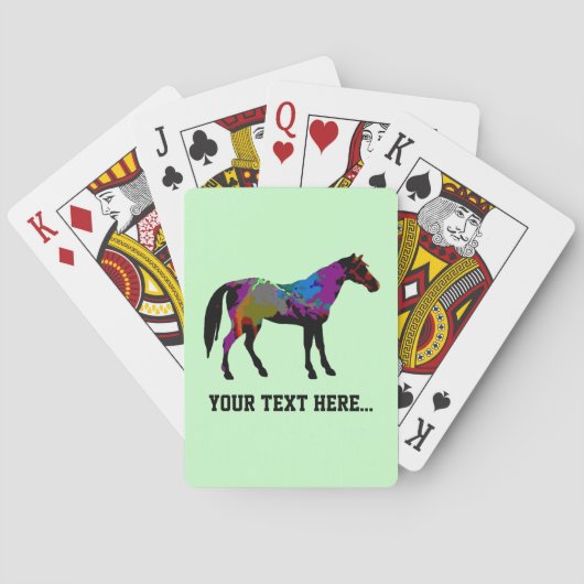 Speciaal ontwerp van racepaarden op Mint Green Speelkaarten (Achterkant)