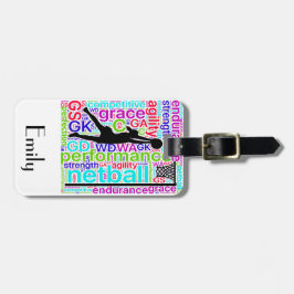 Speciaal ontwerp voor de positie van Netball Playe Bagagelabel