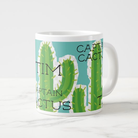 Speciaal ontwerp voor "Kapitein Cactus" Jumbo Grote Koffiekop (Voorkant rechts)