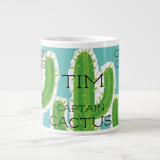 Speciaal ontwerp voor "Kapitein Cactus" Jumbo Grote Koffiekop (Voorkant)