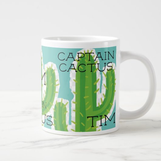 Speciaal ontwerp voor "Kapitein Cactus" Jumbo Grote Koffiekop (Rechts)