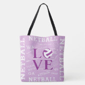 Speciaal ontwerp voor liefdesnetball tote bag (Achterkant)