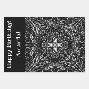 Speciaal ontwerp voor zwart-wit mandala inpakpapier vel