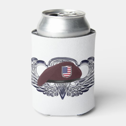 Speciaal ontworpen Beret op Basic Airborne Wings Blikjeskoeler (Blikje Voorkant)