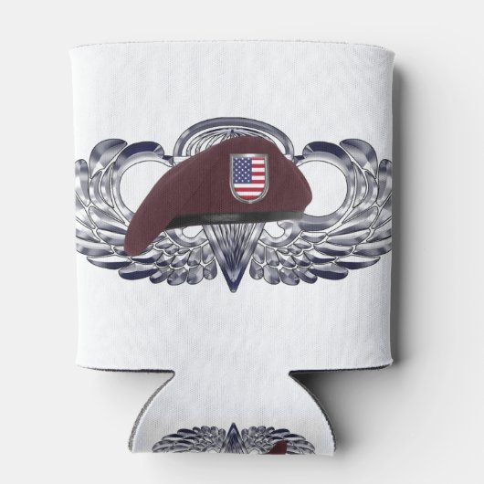 Speciaal ontworpen Beret op Basic Airborne Wings Blikjeskoeler (Achterkant)