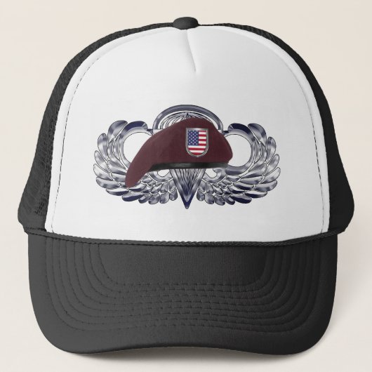 Speciaal ontworpen Beret op Basic Airborne Wings Trucker Pet (Voorkant)