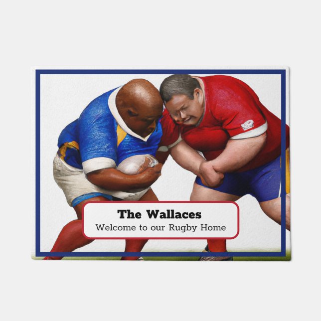 Speciaal ontworpen deurmat van Rugby Enthusiast (Voorkant)