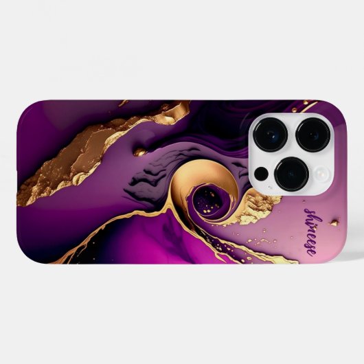 Speciaal ontworpen in paarse en gouden kleuren Case-Mate iPhone case (Achterkant (horizontaal))