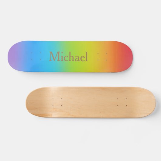 , speciaal ontworpen naam regenboogontwerp persoonlijk skateboard (Horizontaal)