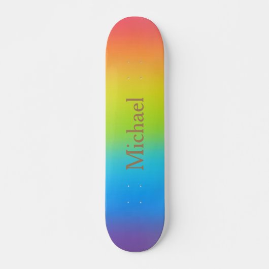 , speciaal ontworpen naam regenboogontwerp persoonlijk skateboard (Voorkant)