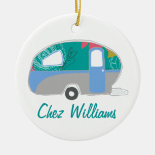 Speciaal ontworpen tapekaravan voor retro keramisch ornament