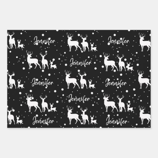 Speciaal ontworpen voor deer & Star Pattern Black Inpakpapier Vel (Voorkant 2)
