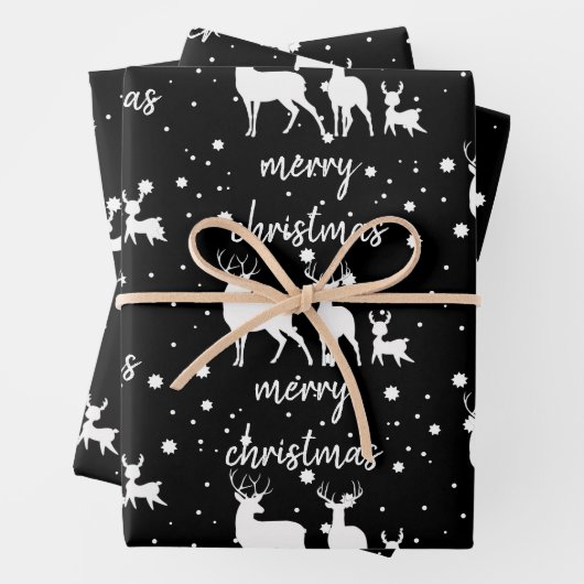 Speciaal ontworpen voor deer & Star Pattern Black Inpakpapier Vel (In situ)