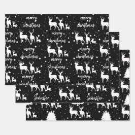 Speciaal ontworpen voor deer & Star Pattern Black Inpakpapier Vel