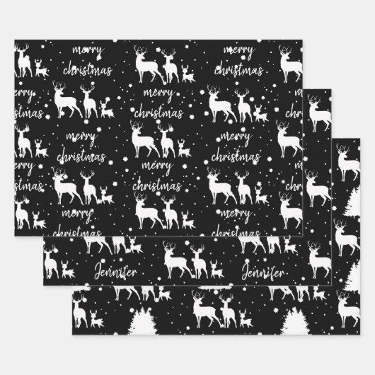 Speciaal ontworpen voor deer & Star Pattern Black Inpakpapier Vel (Set)