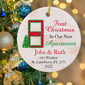 Speciaal onze eerste kerst in het appartement keramisch ornament