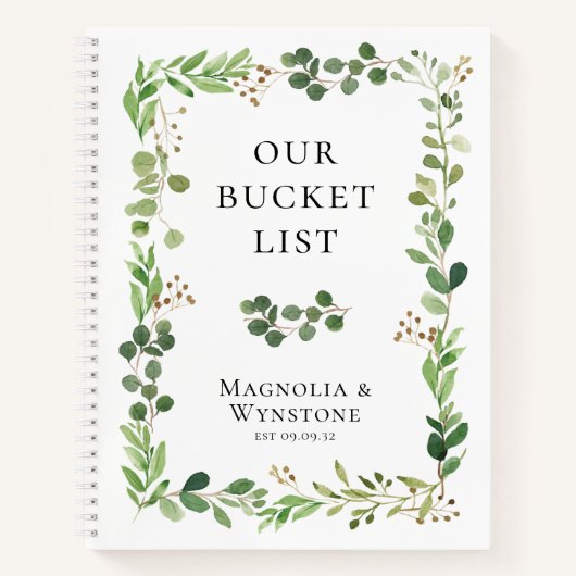 Speciaal onze Emmer-lijst Eucalyptus Greenery Notitieboek (Voorkant)