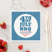 Speciaal op 4 juli uitgeruste BBQ Party Blue Star Servet (Insitu)