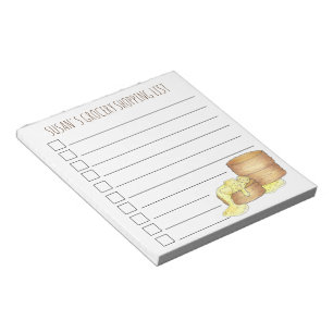 Speciaal op de lijst van kruidenierswaren aangebra notitieblok