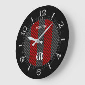 Speciaal op een rode koolstof afgestemde racestrip grote klok (Hoek)