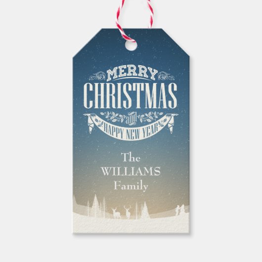 Speciaal op feestelijke feestelijke sneeuw foto cadeaulabel (Voorkant)