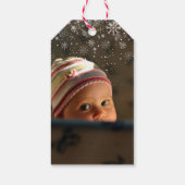Speciaal op feestelijke feestelijke sneeuw foto cadeaulabel (Achterkant)
