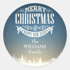 Speciaal op feestelijke feestelijke wintersneeuwsc ronde sticker