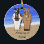 Speciaal op het eiland Assateague VA Ponies Horse Keramisch Ornament<br><div class="desc">Gepersonaliseerde Assateague Island Virginia Chincoteague Ponies Beach Kerstornament. *</div>