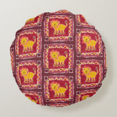 Speciaal op maat gemaakte lioncollage Print Cushio Rond Kussen (Achterkant)