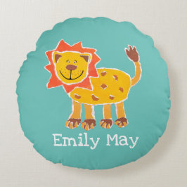 Speciaal op maat gemaakte lioncollage Print Cushio Rond Kussen