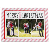 Speciaal op maat gemaakte Merry-kerstroze strepen Groot Cadeauzakje (Voorkant)