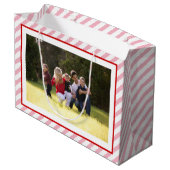 Speciaal op maat gemaakte Merry-kerstroze strepen Groot Cadeauzakje (Achterkant Gekanteld)