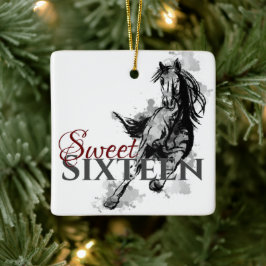 Speciaal op maat gesneden 16 Galloping Horse Kerst Keramisch Ornament