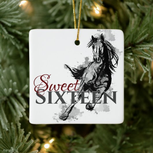 Speciaal op maat gesneden 16 Galloping Horse Kerst Keramisch Ornament (Boom)