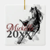 Speciaal op maat gesneden 16 Galloping Horse Kerst Keramisch Ornament (Achterkant)