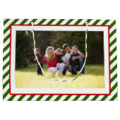 Speciaal op maat gesneden kerstgroene strepen groot cadeauzakje (Achterkant)