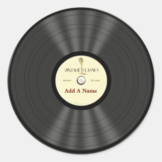 Speciaal opgenomen -microfoonvinylplaat ronde sticker (Voorkant)