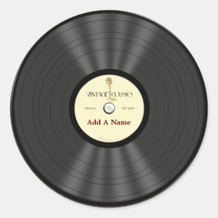 Speciaal opgenomen -microfoonvinylplaat ronde sticker