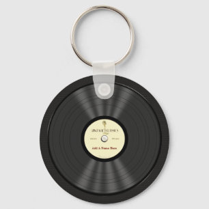 Speciaal opgenomen -microfoonvinylplaat sleutelhanger