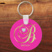 Speciaal opgeruimde, opgerolde goudmonogrammatica  sleutelhanger (Voorkant)